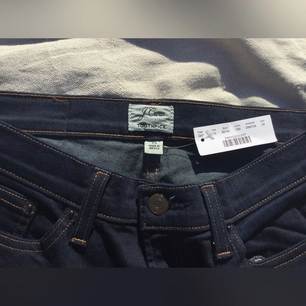 NWT New J.crew size 28 matchstick‎ jeans denim dark wash gorpcore boho 60s jcrew